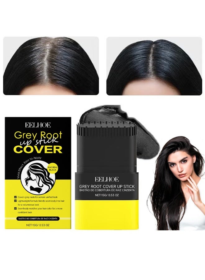 قلم تلوين الشعر مع مشط مدمج - صبغة شعر مقاومة للماء والعرق - صبغة شعر جديدة 2 في 1 لعام 2025، لتغطية الشعر الرمادي، صبغة للشعر الرمادي (أسود)